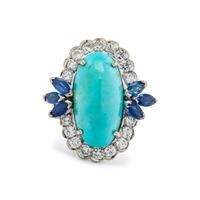 TURQUOISE, SAPPHIRE AND DIAMOND RING
