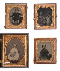 [EARLY PHOTOGRAPHY]. 18 ambrotypes and tintypes of children, many featuring fine hand tinting.