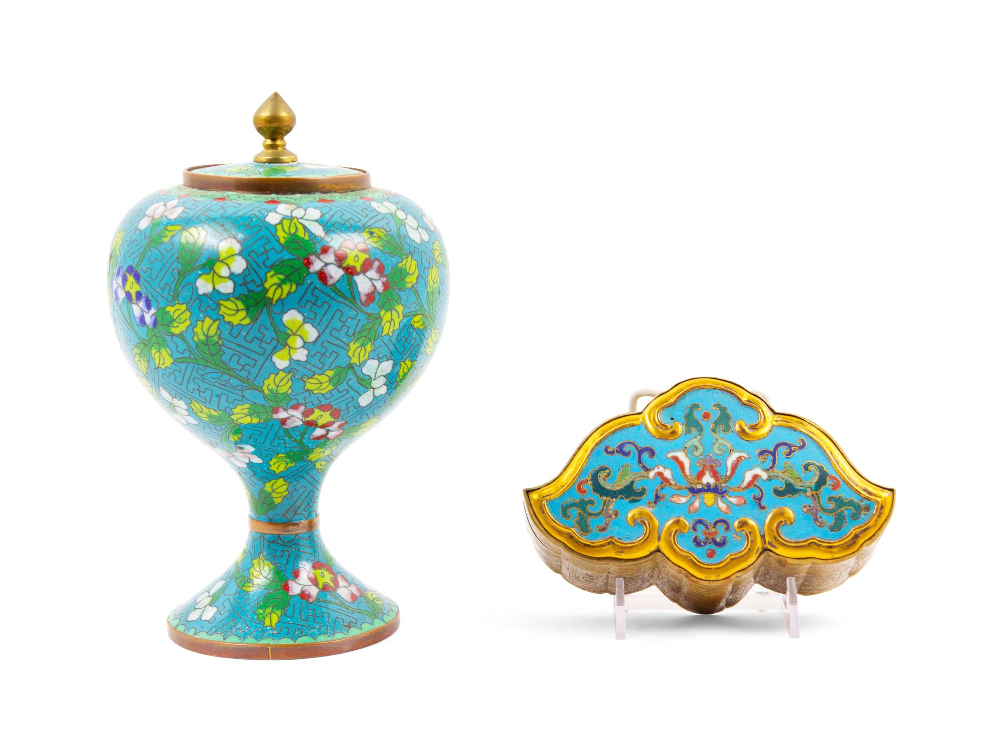 Two Chinese Cloisonné Enamel Articles