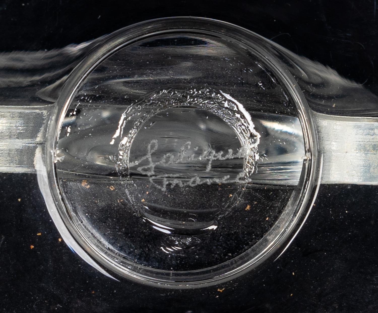 Three Lalique Ring Trays and an Orrefors Toothpick Holder