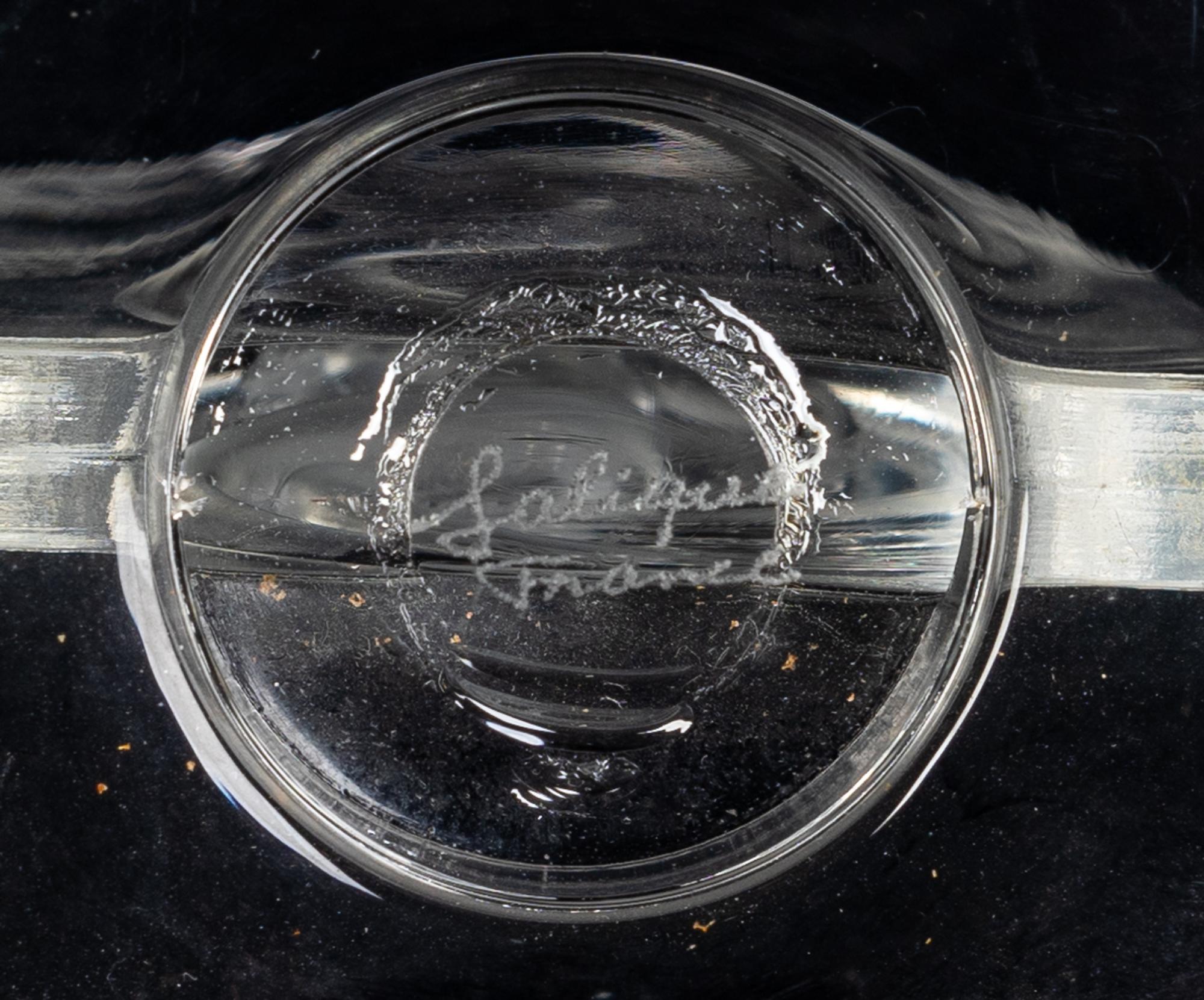 Three Lalique Ring Trays and an Orrefors Toothpick Holder