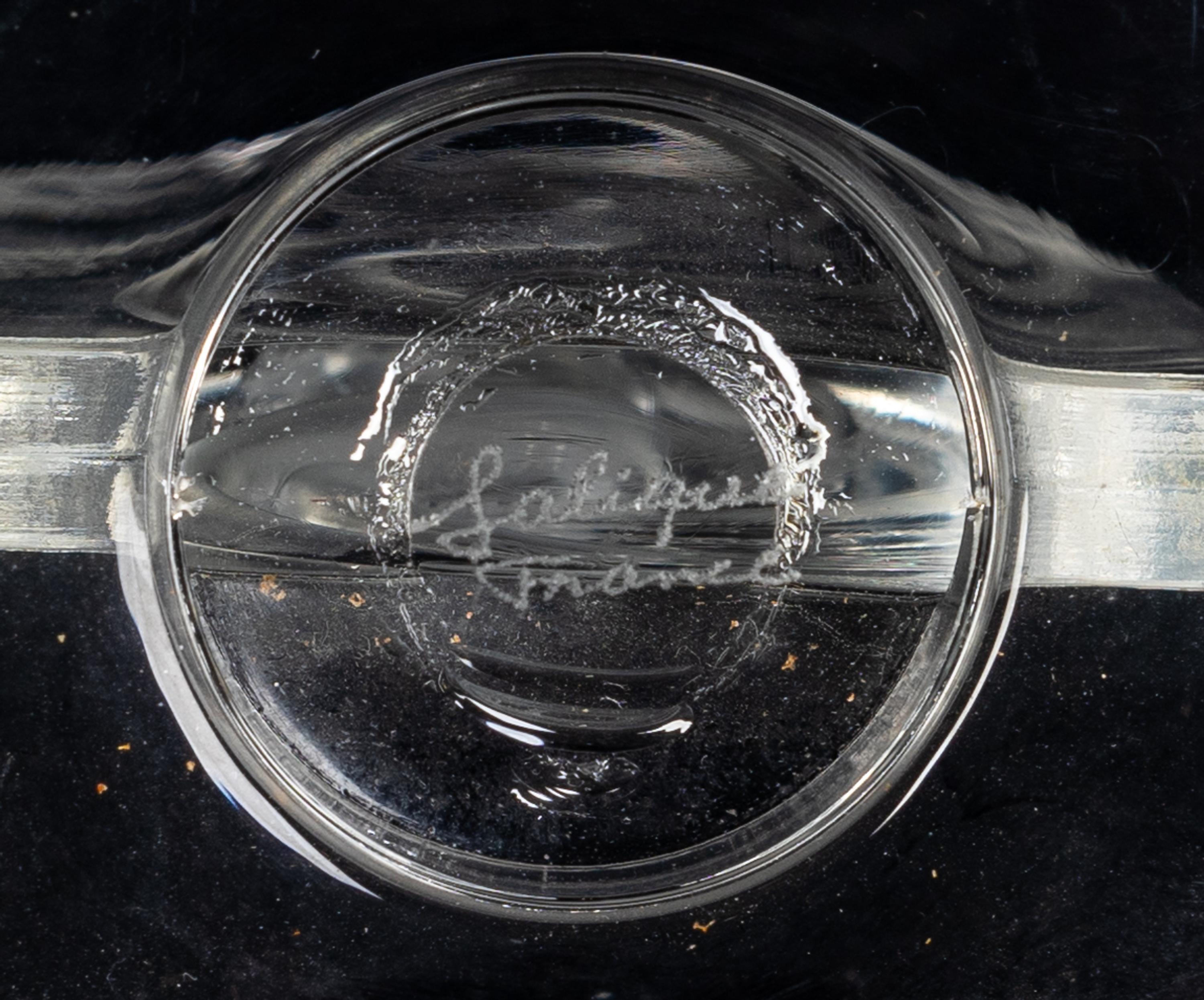 Three Lalique Ring Trays and an Orrefors Toothpick Holder