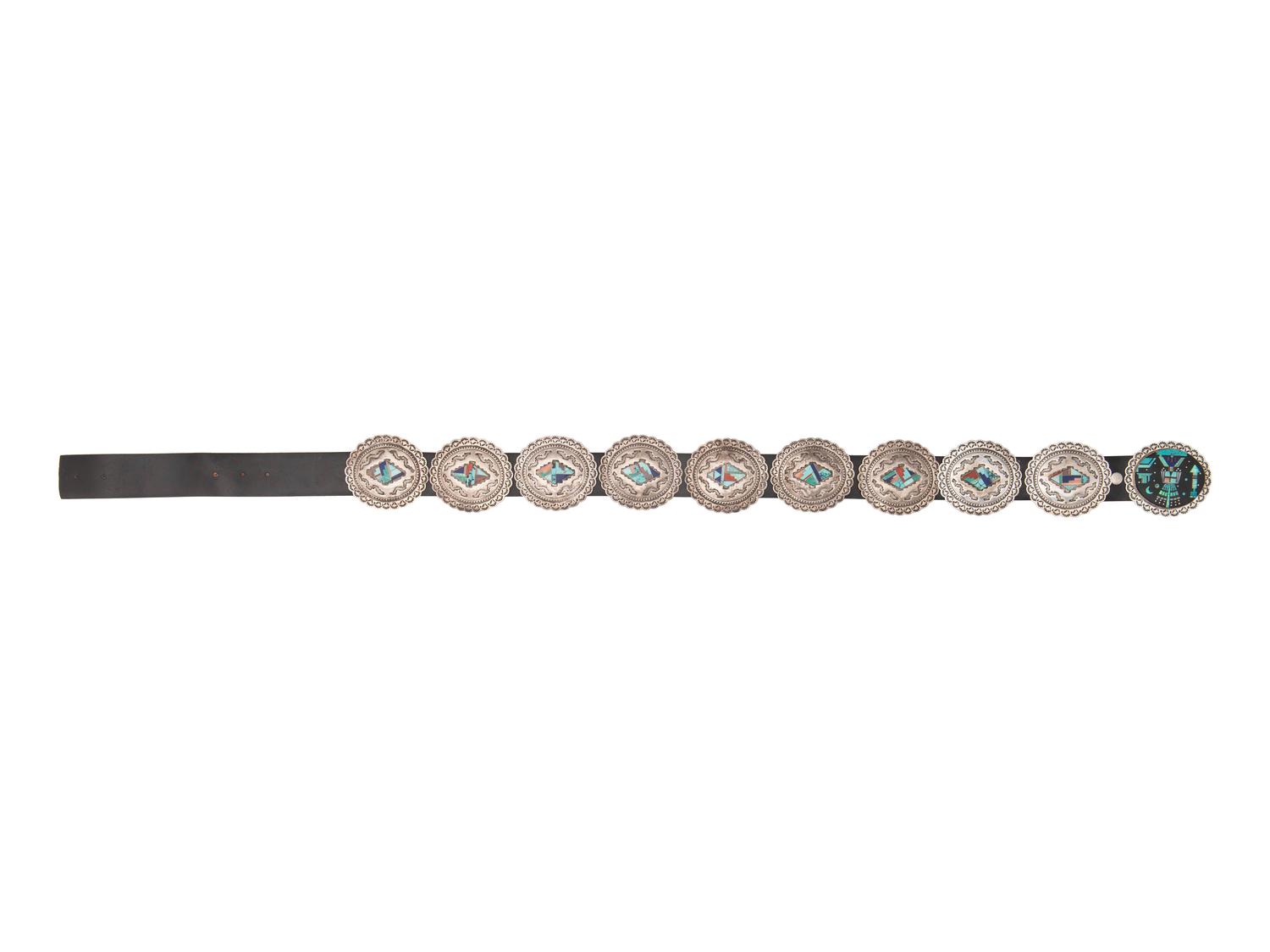 Sterling Silver and Mosaic Inlay Concha Belt