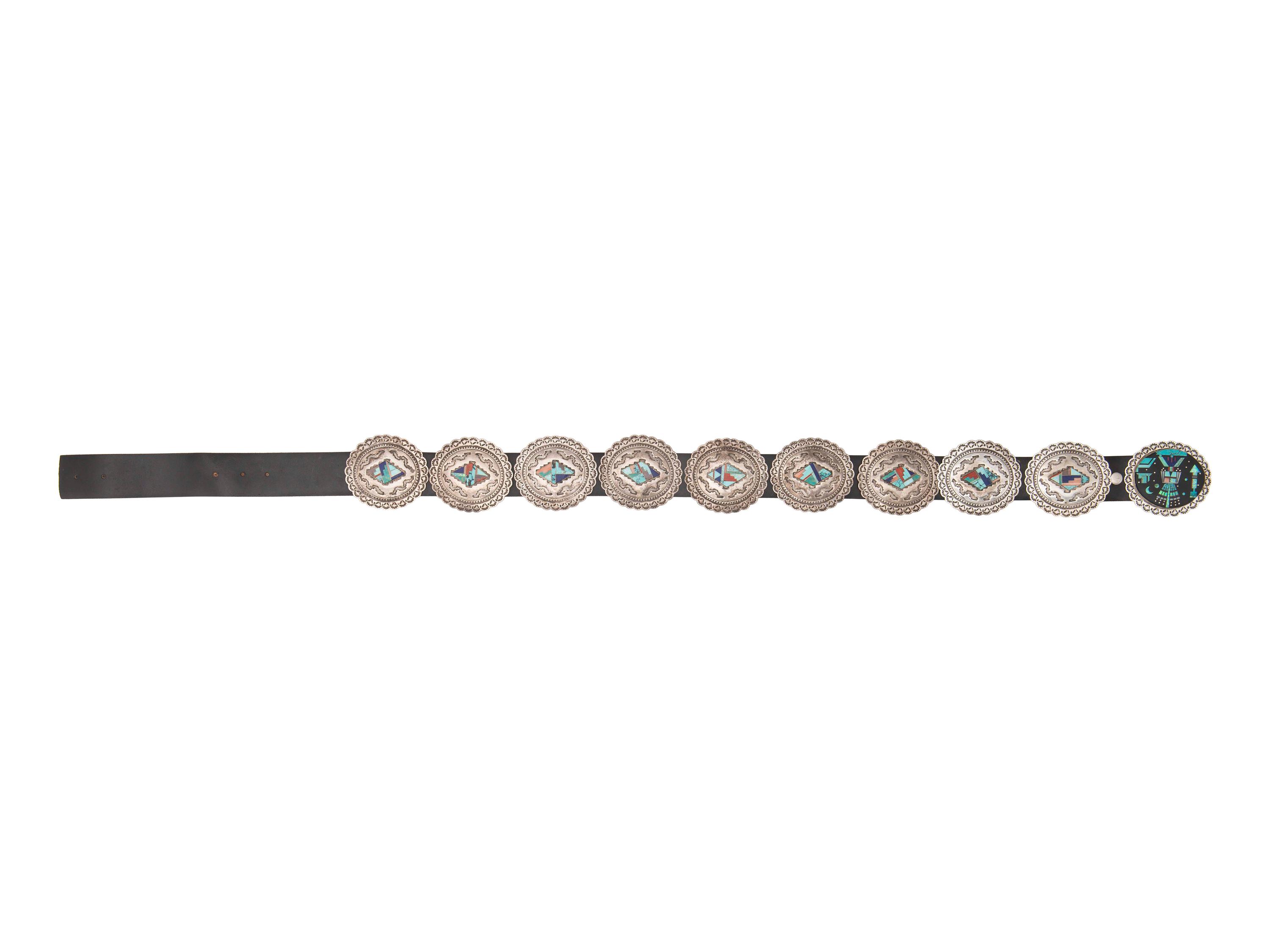 Sterling Silver and Mosaic Inlay Concha Belt