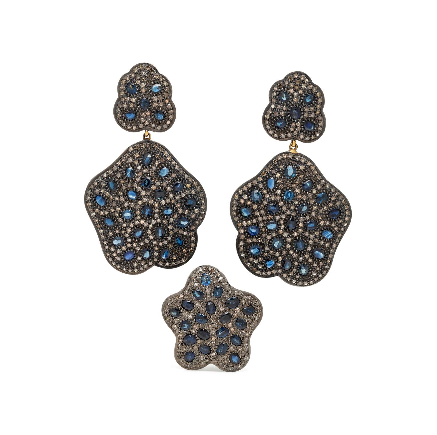 SAPPHIRE AND DIAMOND JEWELRY SUITE
