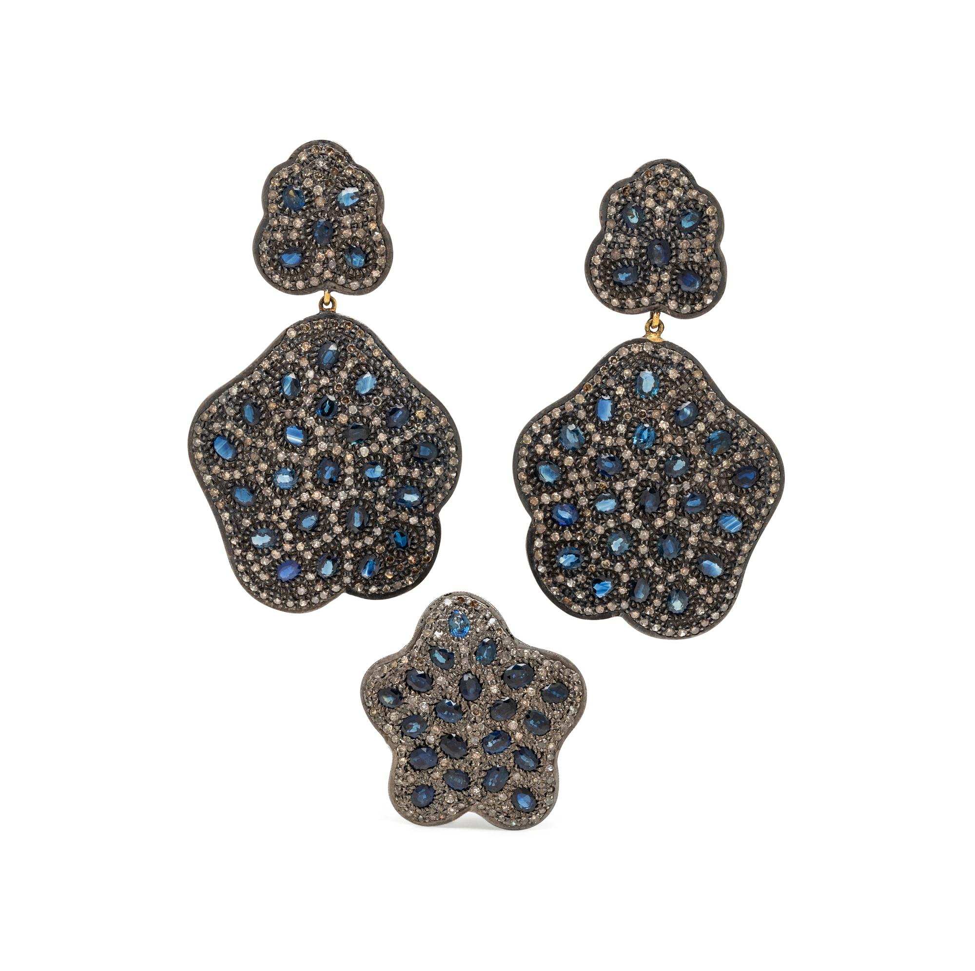 SAPPHIRE AND DIAMOND JEWELRY SUITE