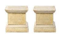 A Pair of Cast Stone Pedestals Height 20 inches.