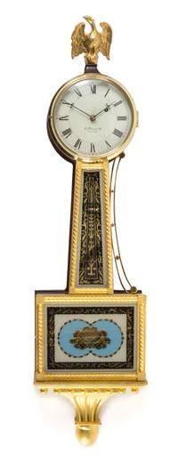A Federal Style Mahogany and Parcel Gilt Banjo Clock Height 42 inches. — E. HOWARD & CO., BOSTON, MASSACHUSETTS, 20TH CENTURY