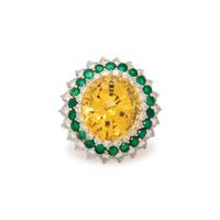 CARTIER, YELLOW SAPPHIRE, EMERALD, AND DIAMOND RING
