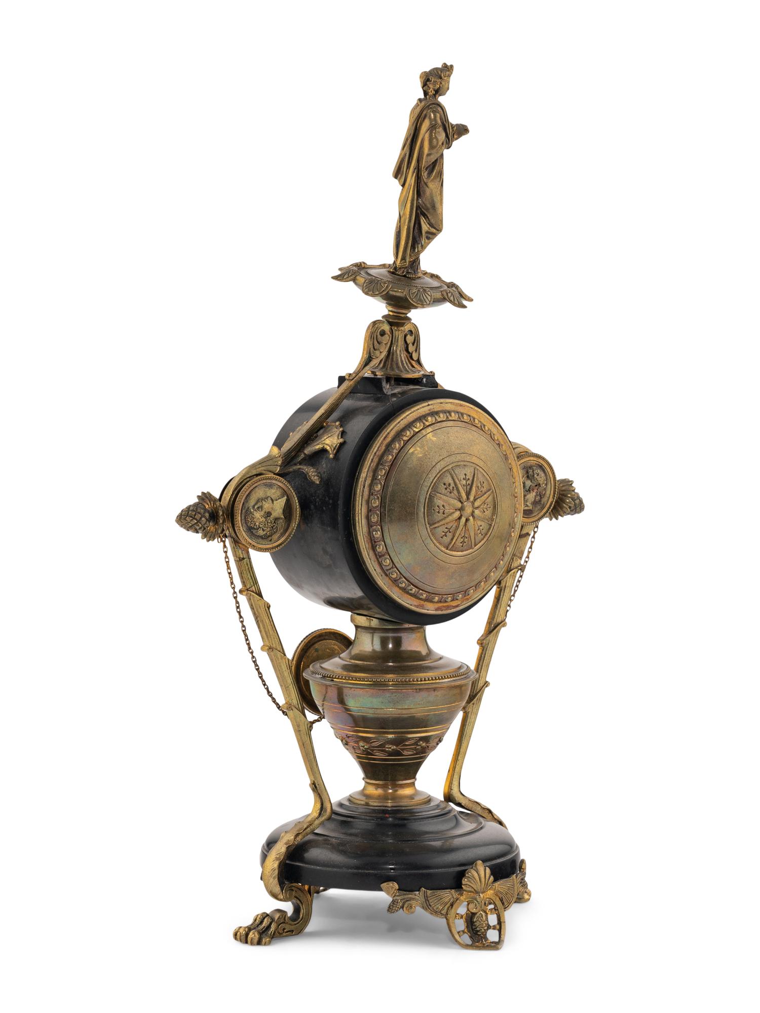 A French Neoclassical Bronze Mantel Clock