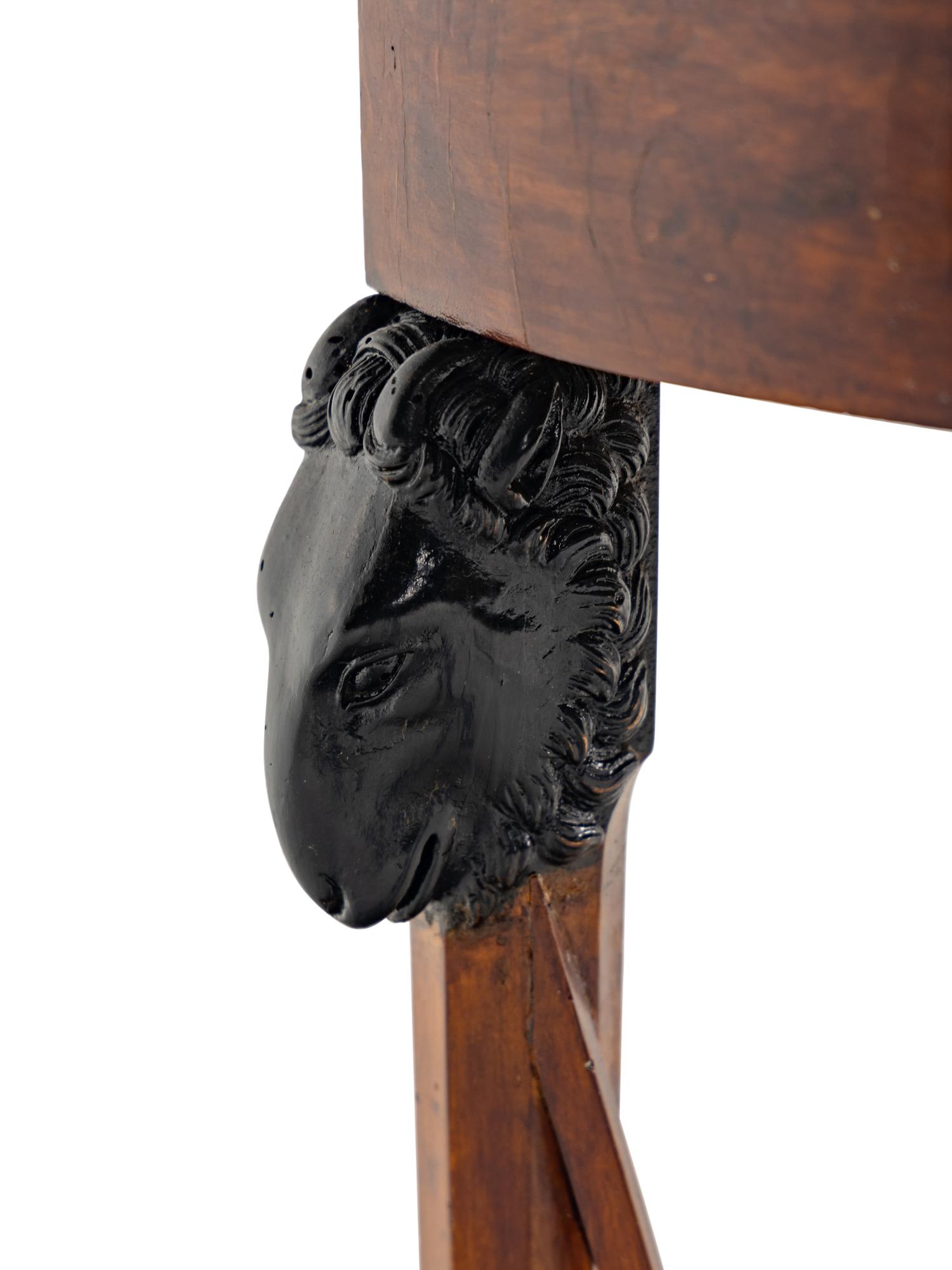 A Pair of Italian Neoclassical Part-Ebonized Walnut Demilune Tables