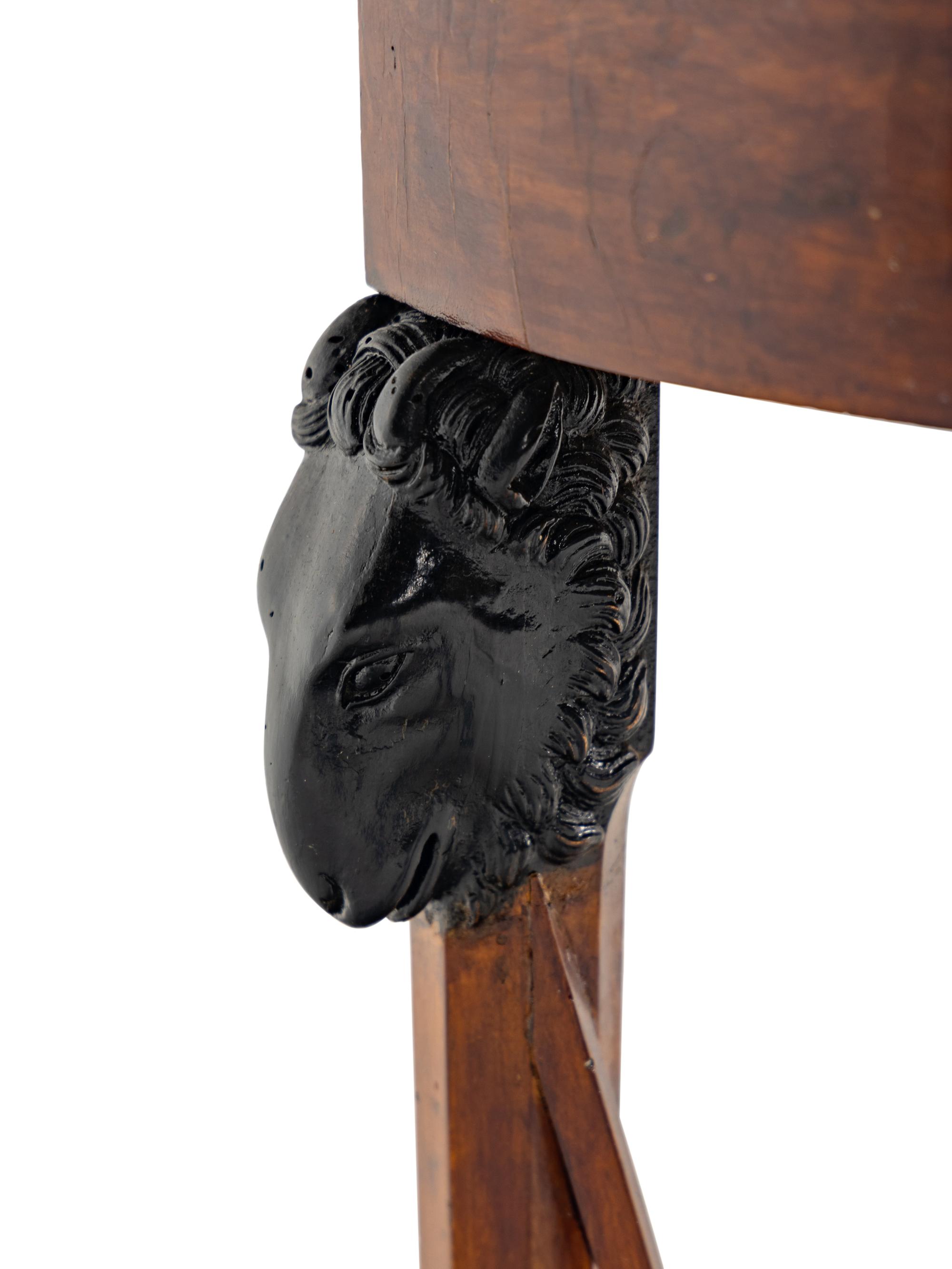 A Pair of Italian Neoclassical Part-Ebonized Walnut Demilune Tables