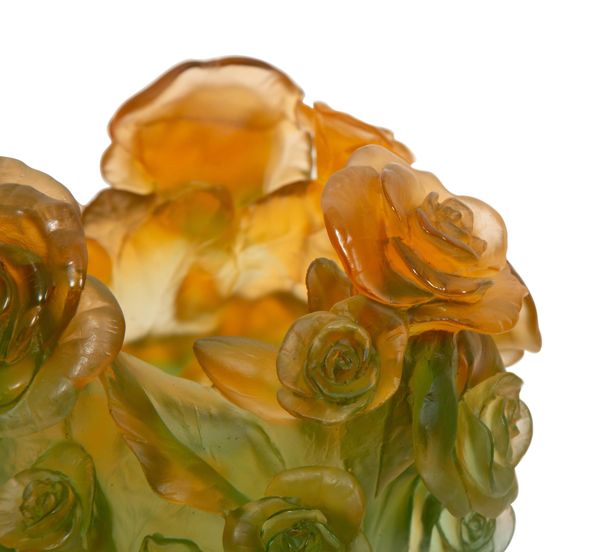 A Daum P â te de Verre Roses Vase