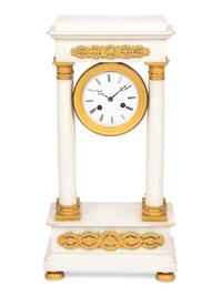 A Napoleon III Marble and Gilt Bronze Mounted Portico Clock