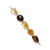 CITRINE, SMOKY QUARTZ, AND YELLOW GOLD BRACELET
