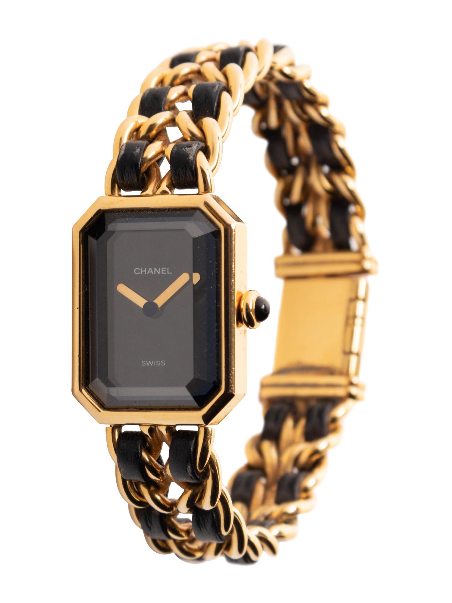 Chanel Gold Plated Chain and Braided Leather Watch, 1987
