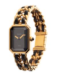 Chanel Gold Plated Chain and Braided Leather Watch, 1987