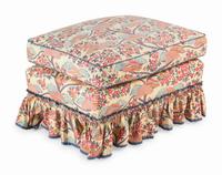 Two Contemporary Chintz-Upholstered Chairs with Ottoman