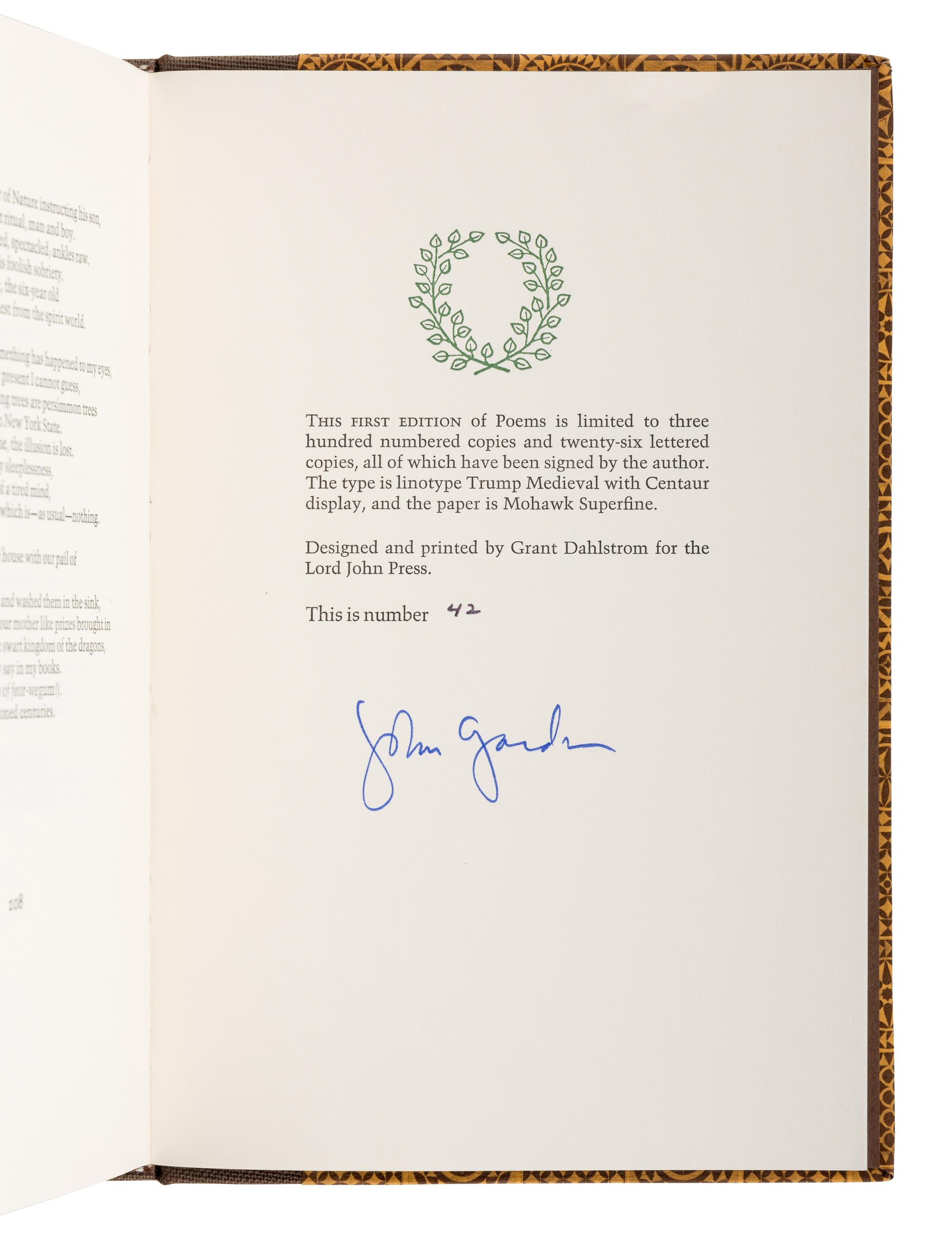 GARDNER, John (1933-1982). A group of 11 works by Gardner, ALL FIRST OR LIMITED EDITIONS, MANY SIGNED, comprising: