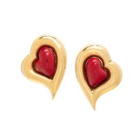 MAVITO, YELLOW GOLD AND ENAMEL HEART EARCLIPS