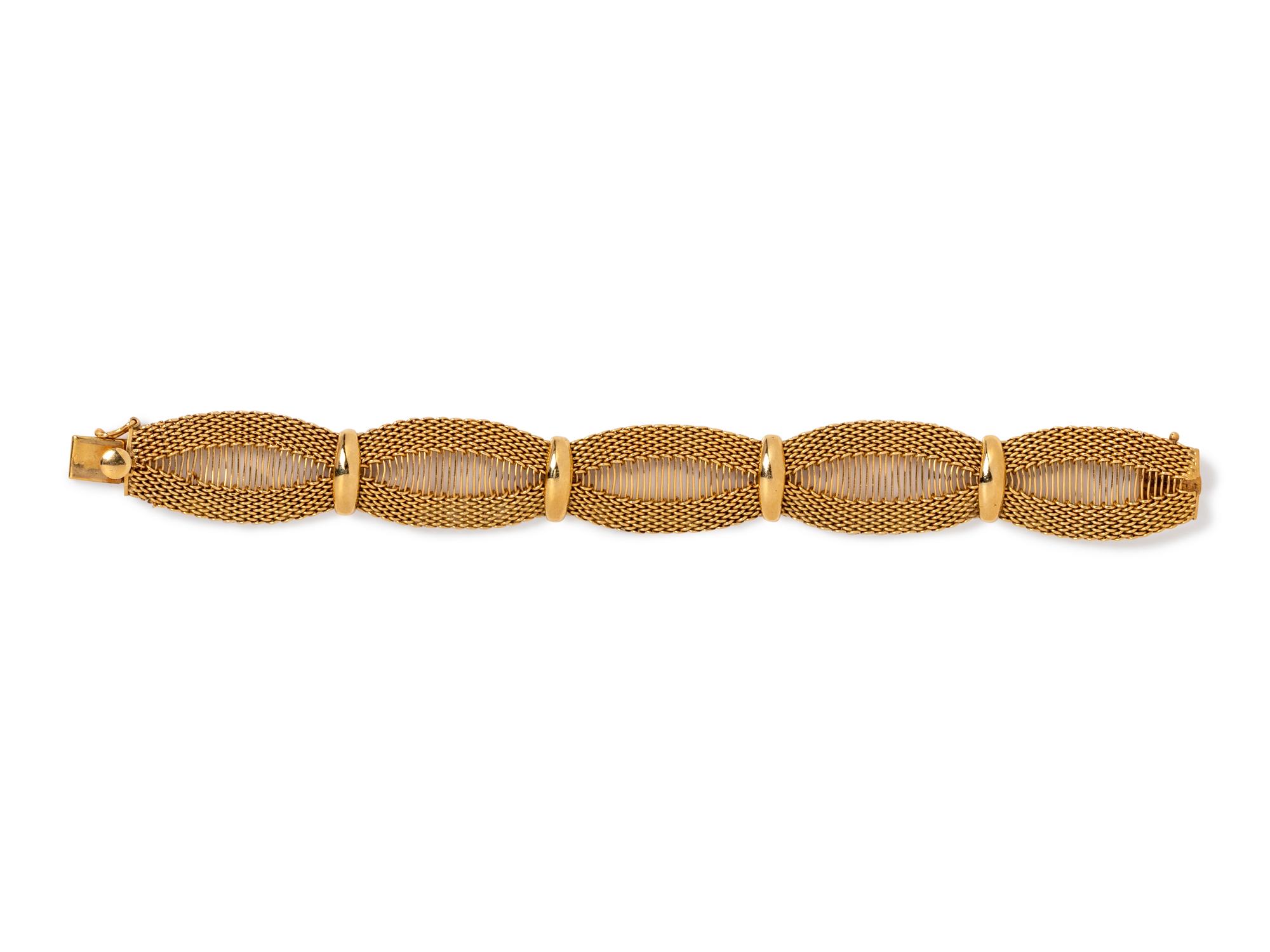 14 Karat Yellow Gold Fancy Link Mesh Bracelet,