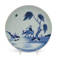 A Japanese Blue and White Porcelain Plate