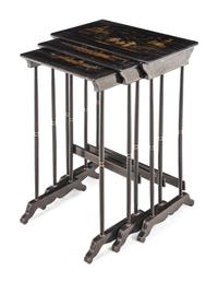 A Set of Regency Black Japanned Nesting Tables