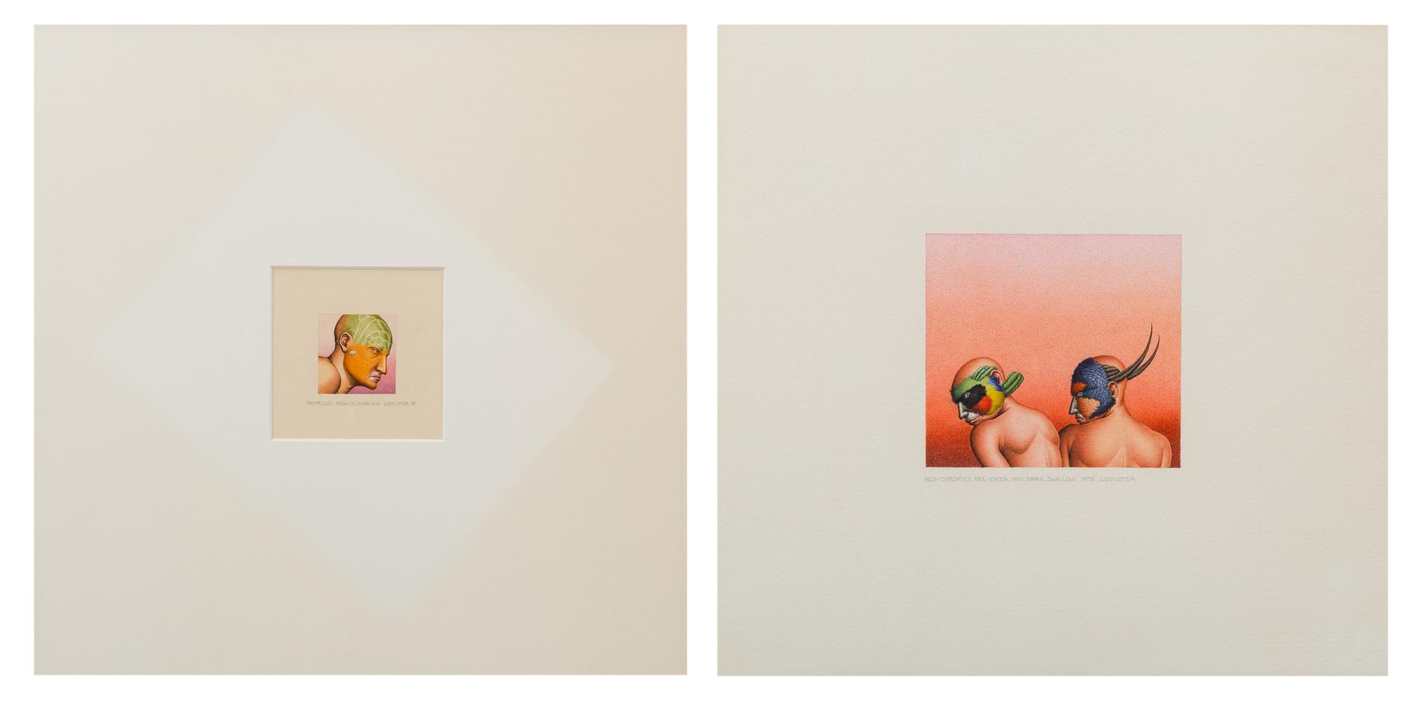 Pataecus Fronto Marchio, 1977 and Red-Throated Bee-Eater and Barn Swallow , 1978 (a pair of works)