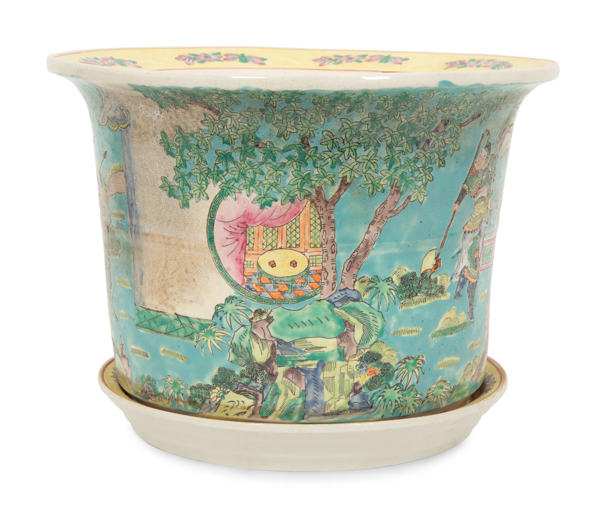 A Chinese Export Porcleain Jardinière with Undertray