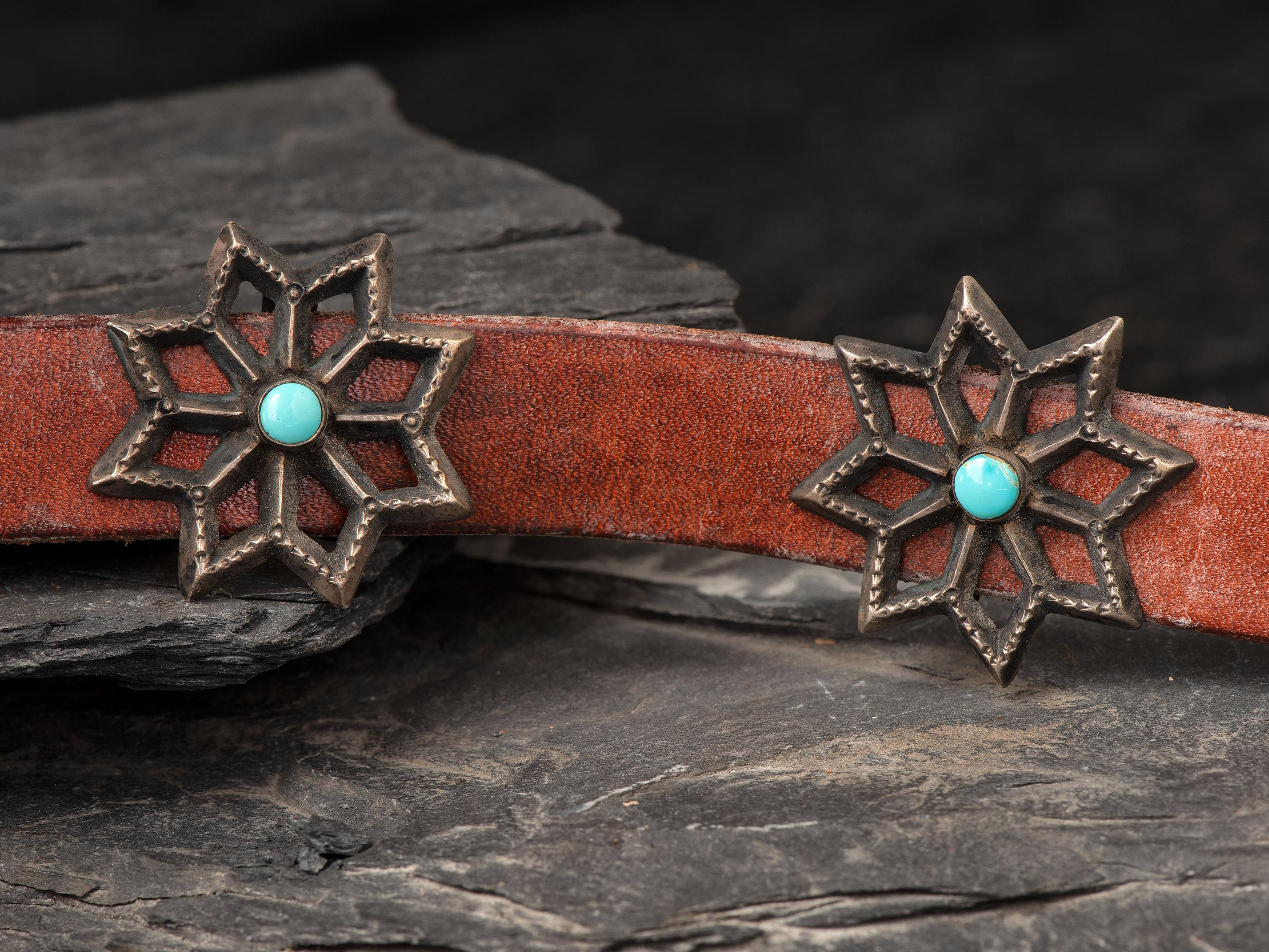 Navajo Sandcast Silver and Turquoise Concha Belt