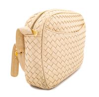 A Bottega Veneta Beige Intrecciato Shoulder Bag, 7.5" H X 10" W x 2.5" D; Strap drop: 15.5"-18.5".