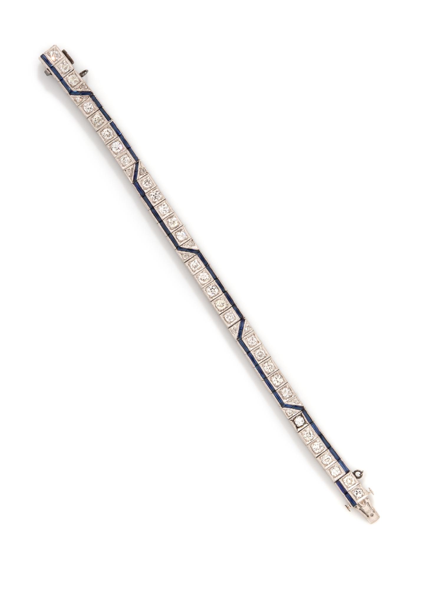 ART DECO, DIAMOND AND SYNTHETIC SAPPHIRE BRACELET