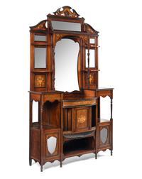An Edwardian Part-Ebonized Rosewood and Marquetry Cabinet