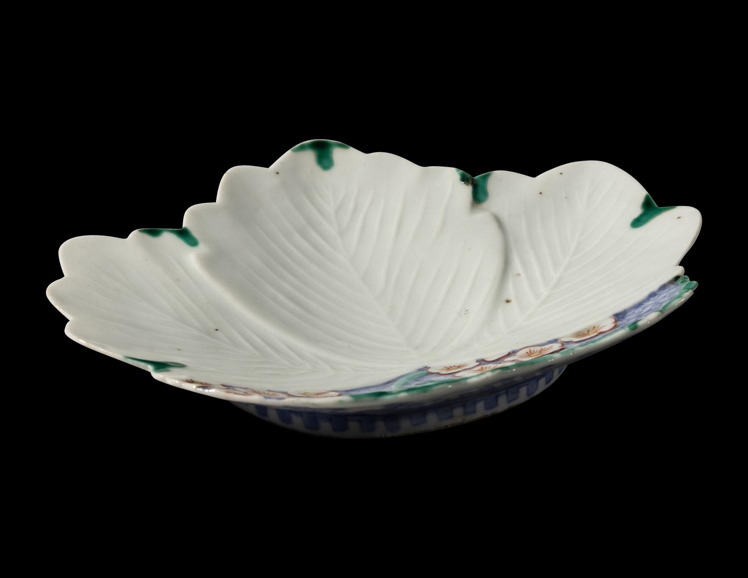 A Japanese Leaf-Shaped Porcelain Dish