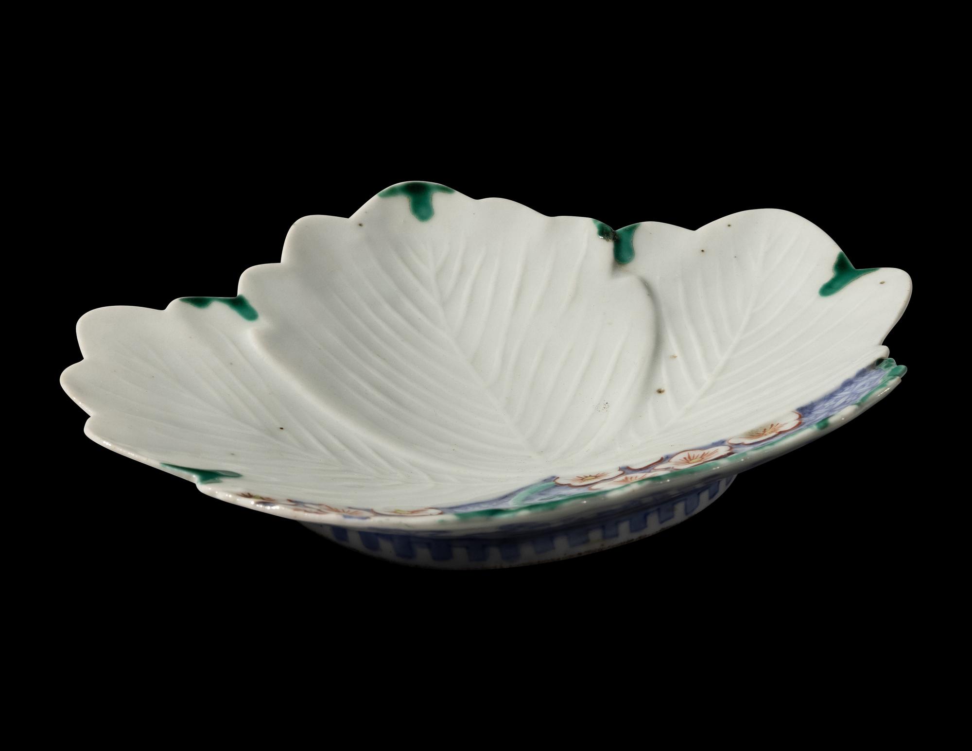 A Japanese Leaf-Shaped Porcelain Dish