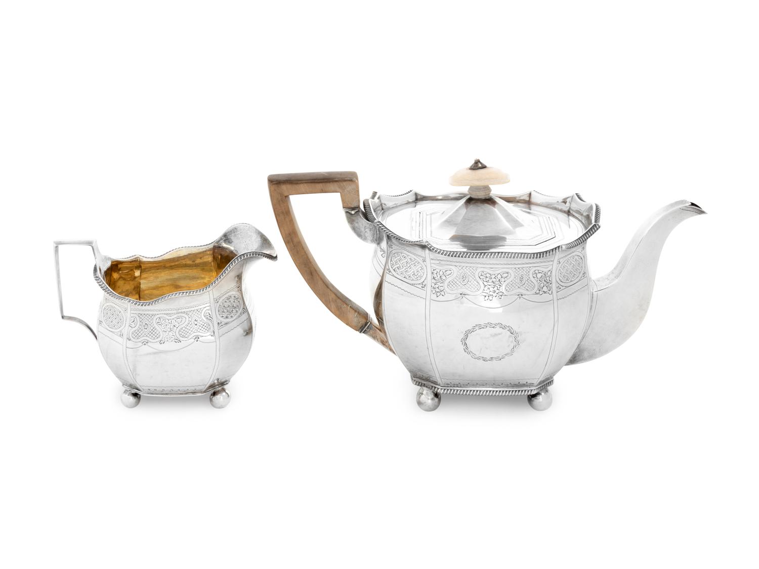 A George III Silver Teapot and Creamer