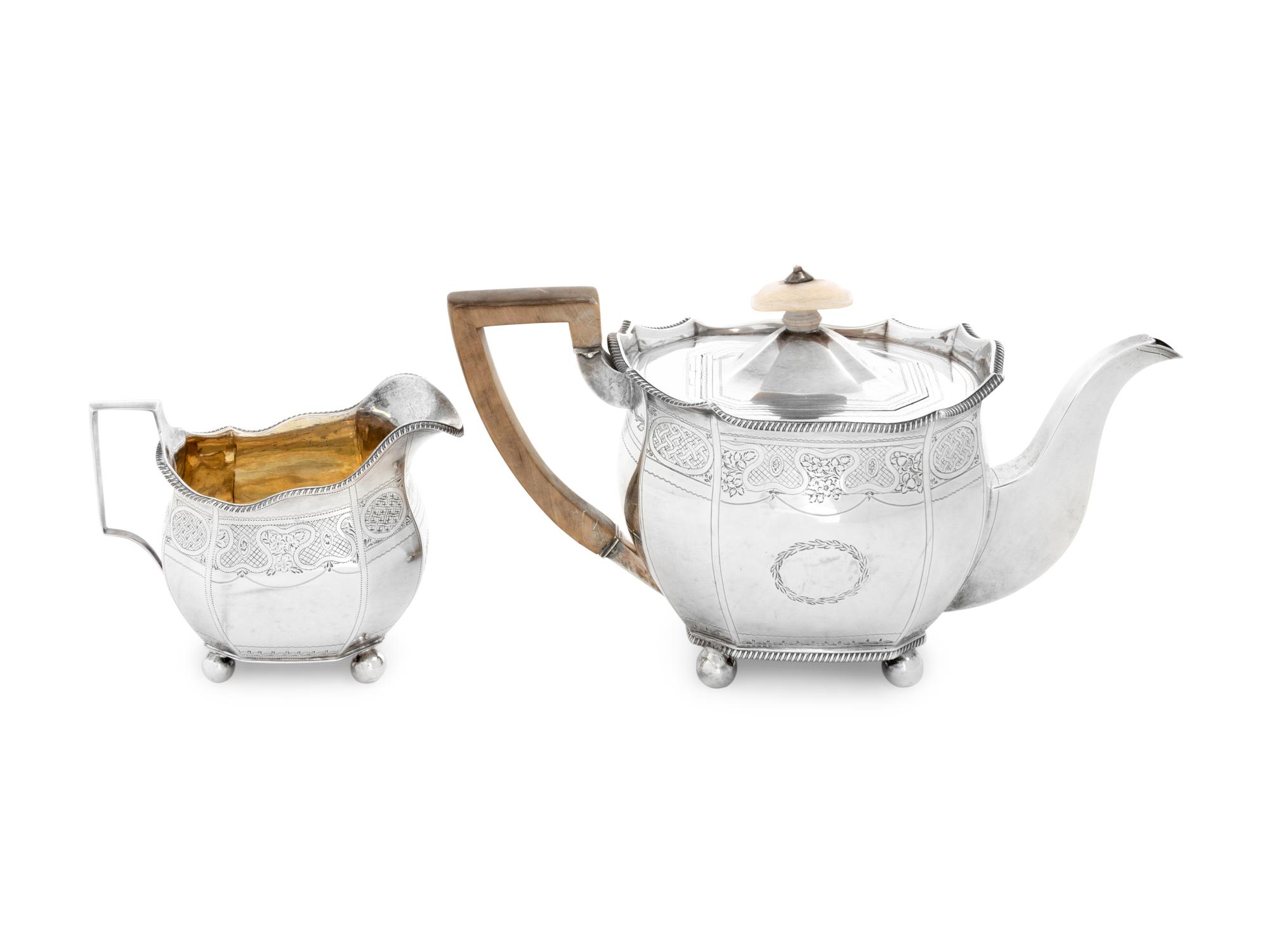 A George III Silver Teapot and Creamer