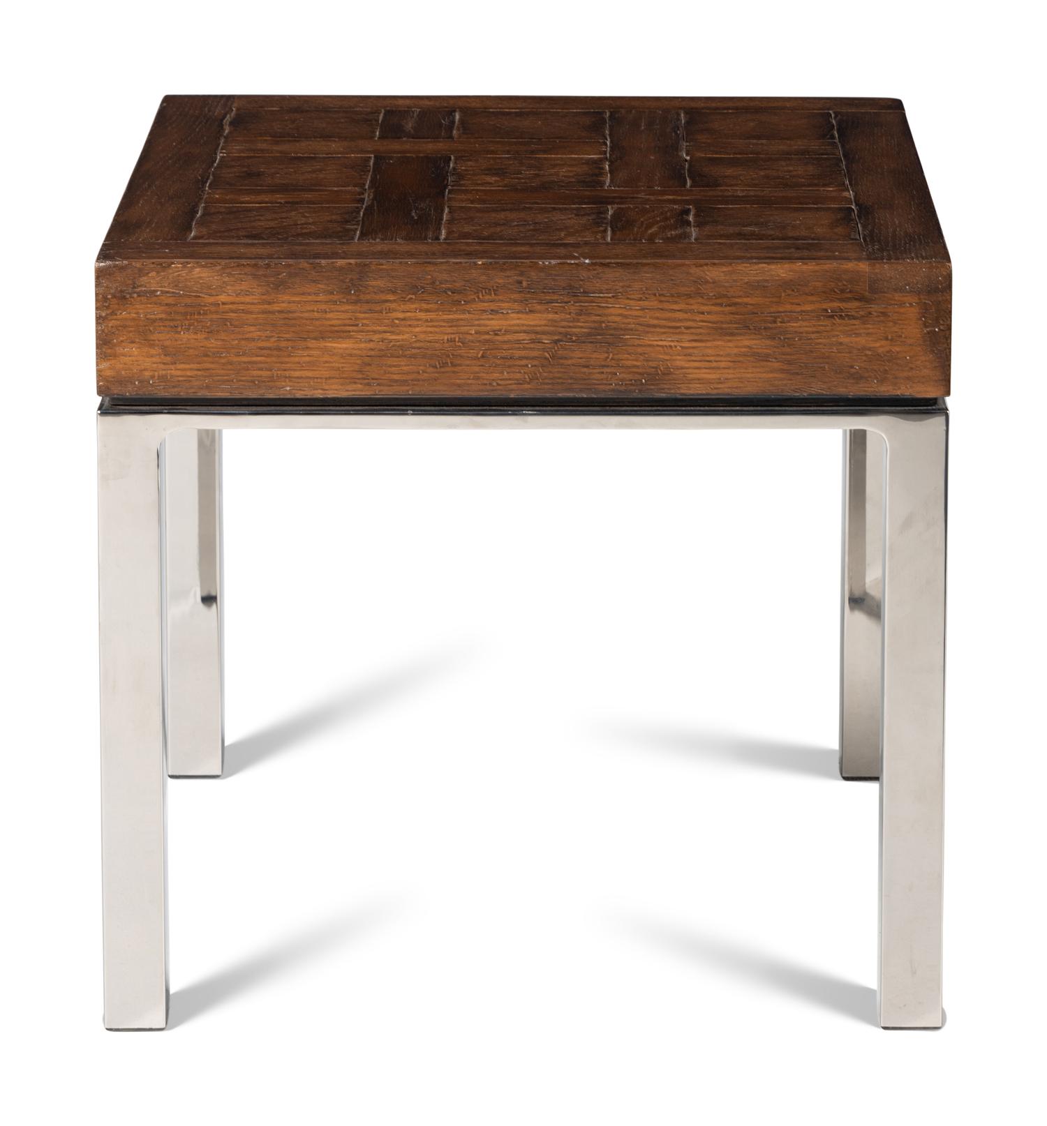 A Chrome and Oak Top Side Table