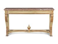 A Louis XVI Style Painted and Parcel Gilt Marble-Top Console Table