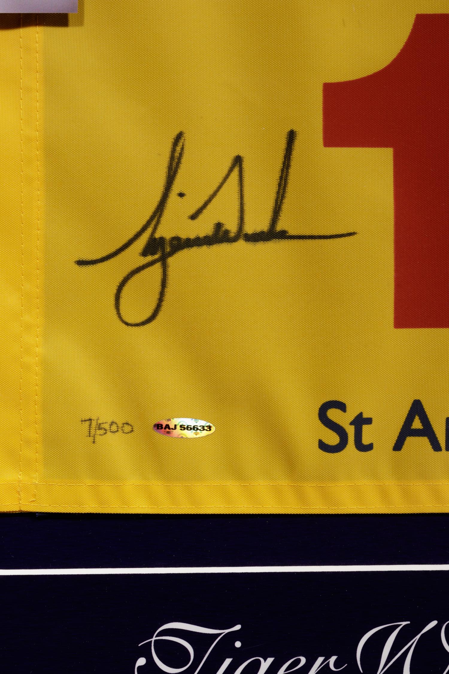 A Tiger Woods Signed 2005 British Open Flag Upper Deck Authenticated Limited Edition Display,