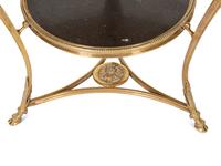 A Pair of Gilt Metal and Black Marble Two Tier Gueridon Tables — 20th Century