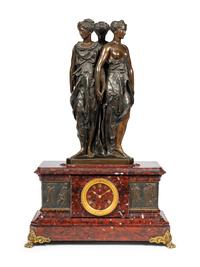 A French Bronze and Marble Figural Clock