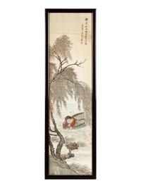 Two Chinese Embroidered Silk Panels