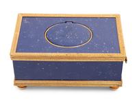 A Swiss Gilt Metal Mounted and Simulated Lapis Lazuli Singing Bird Box