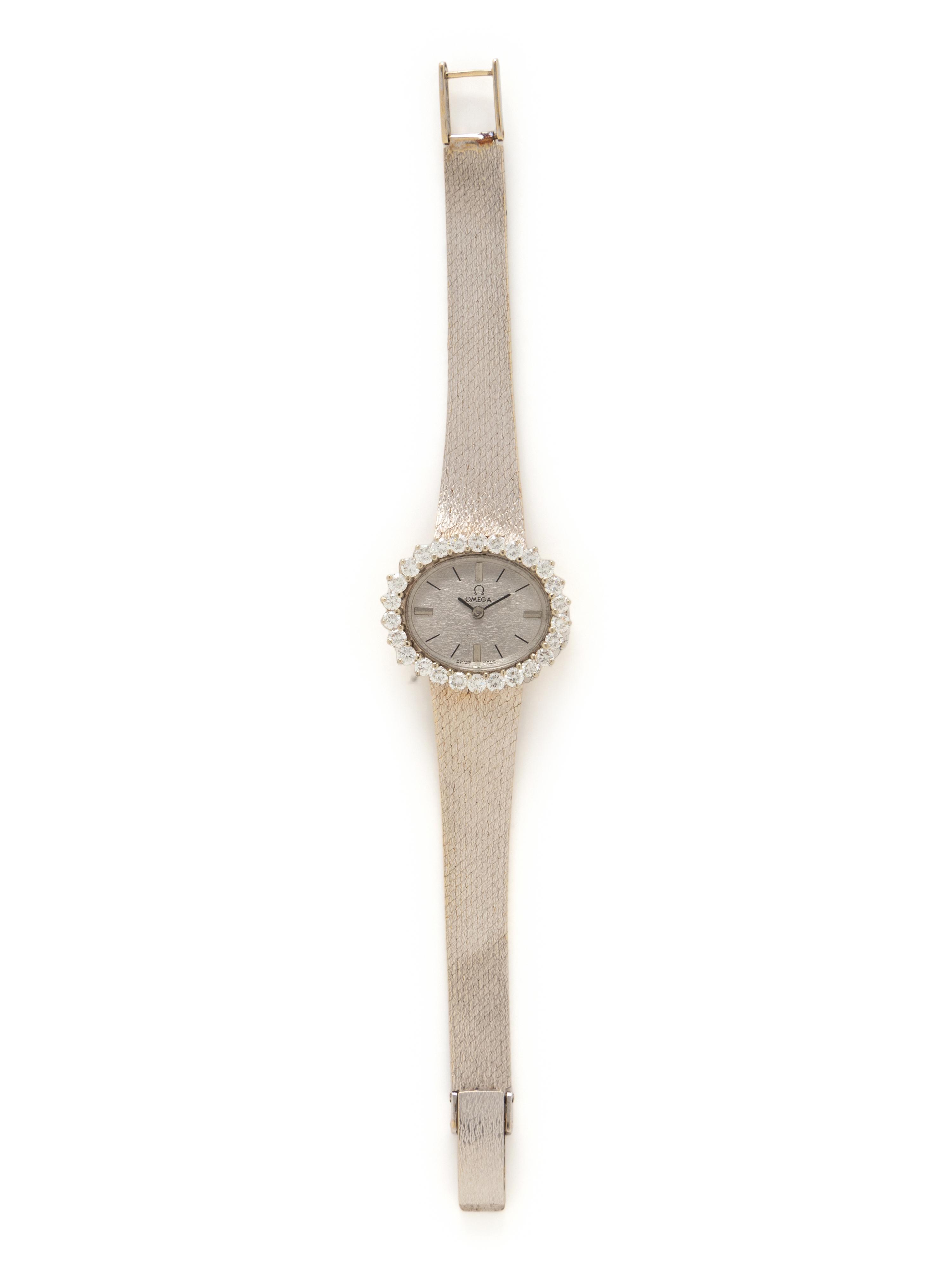 OMEGA, WHITE GOLD AND DIAMOND WATCH