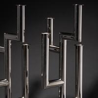 Pair of Chromed Metal Four-Light Candelabra, c. 1925 Austria