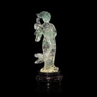 A Chinese Fluorite Standing Figure of a Lady, 20th Century — 近代 萤石刻美人擺件