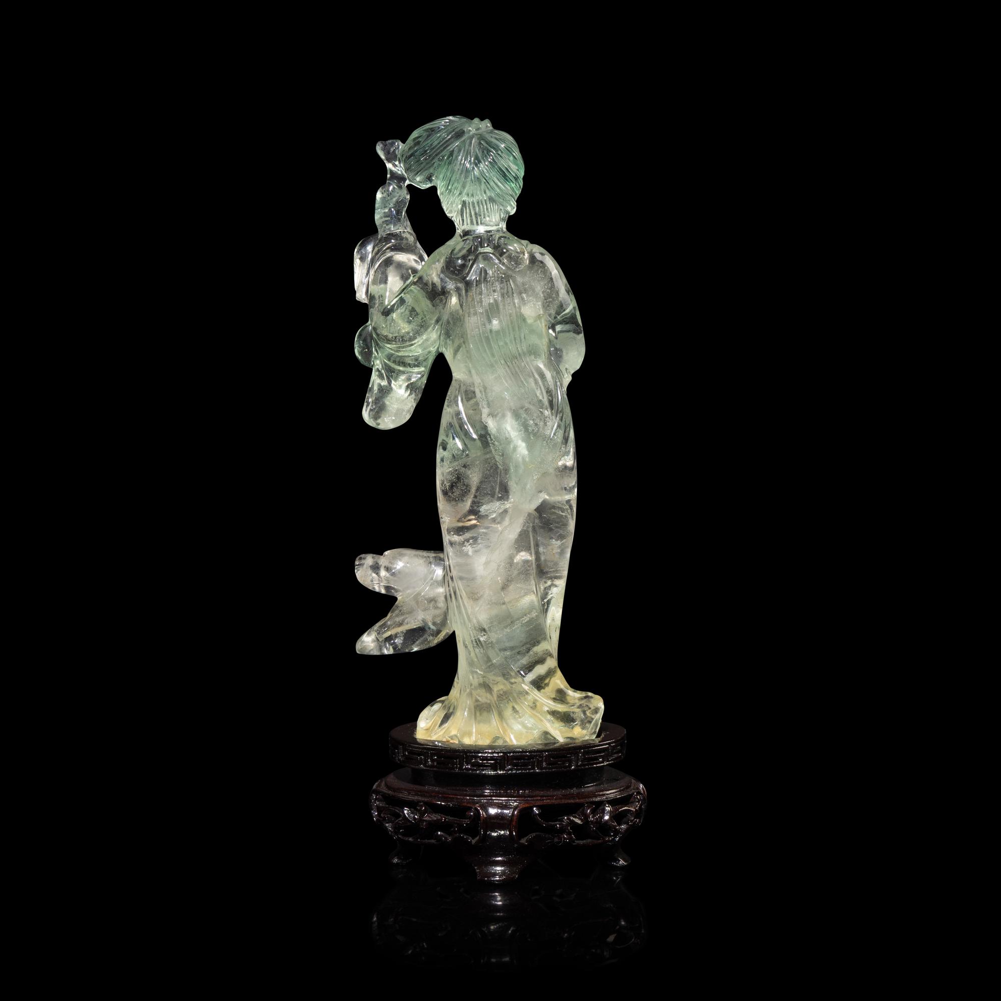 A Chinese Fluorite Standing Figure of a Lady, 20th Century — 近代 萤石刻美人擺件