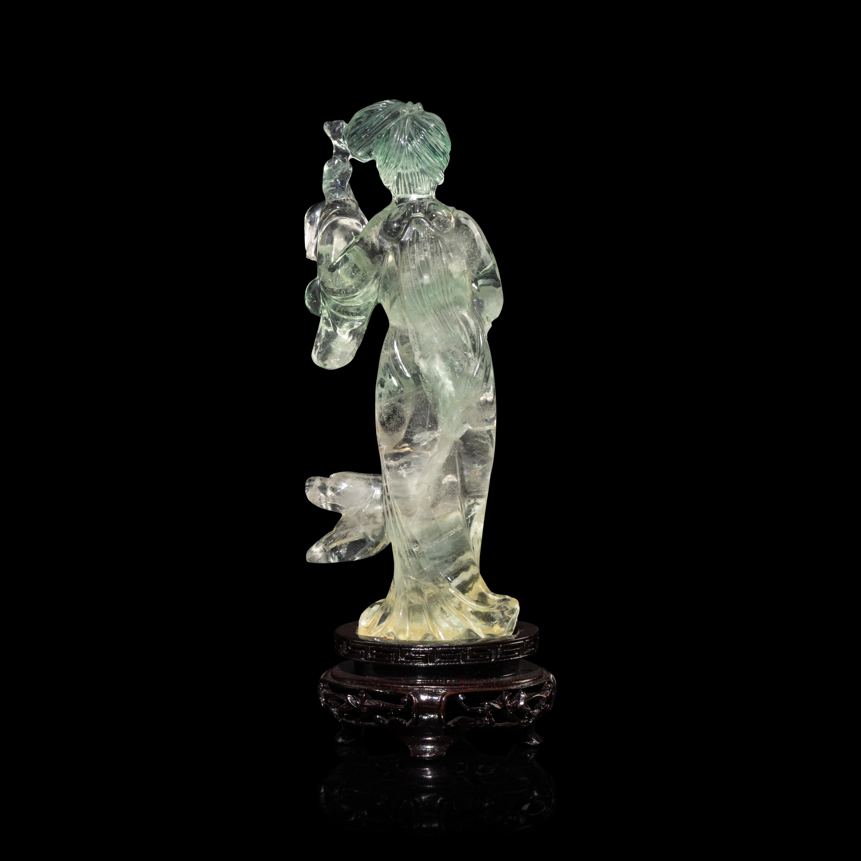 A Chinese Fluorite Standing Figure of a Lady, 20th Century — 近代 萤石刻美人擺件