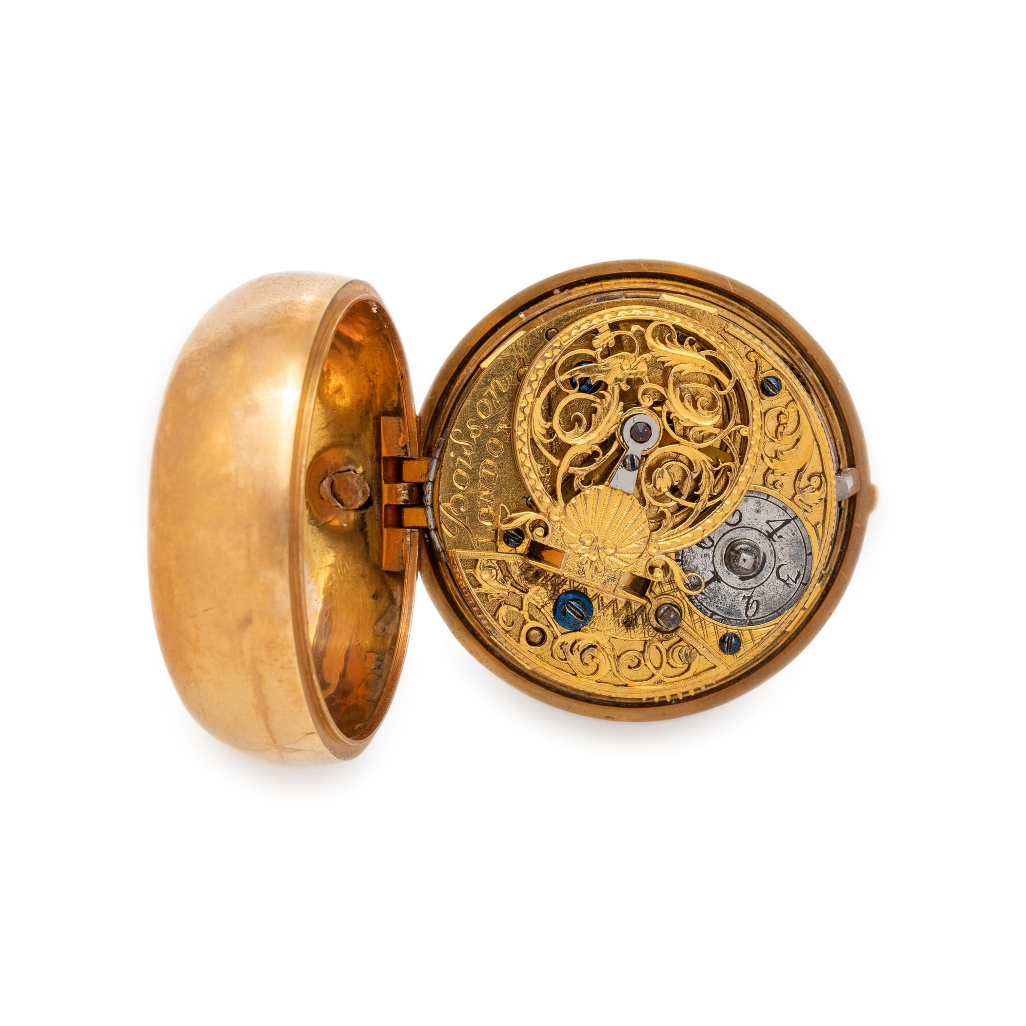 SILVER-GILT, DIAMOND, RUBY AND EMERALD OPEN FACE POCKET WATCH